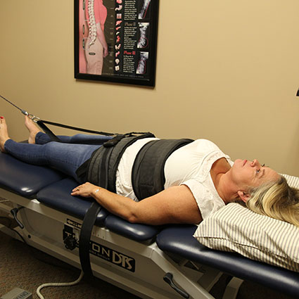 Patient getting spinal decompression
