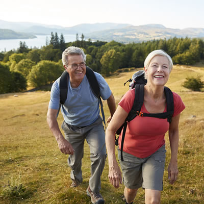 healthy couple hiking