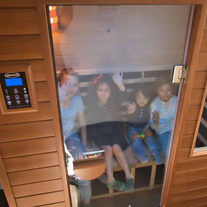 children in sauna room