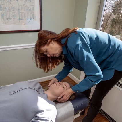 Chiropractic adjustment on table