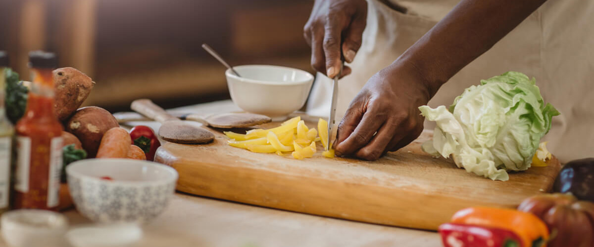 person cooking healthy food