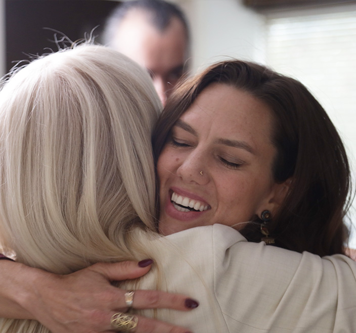 Patient hugging