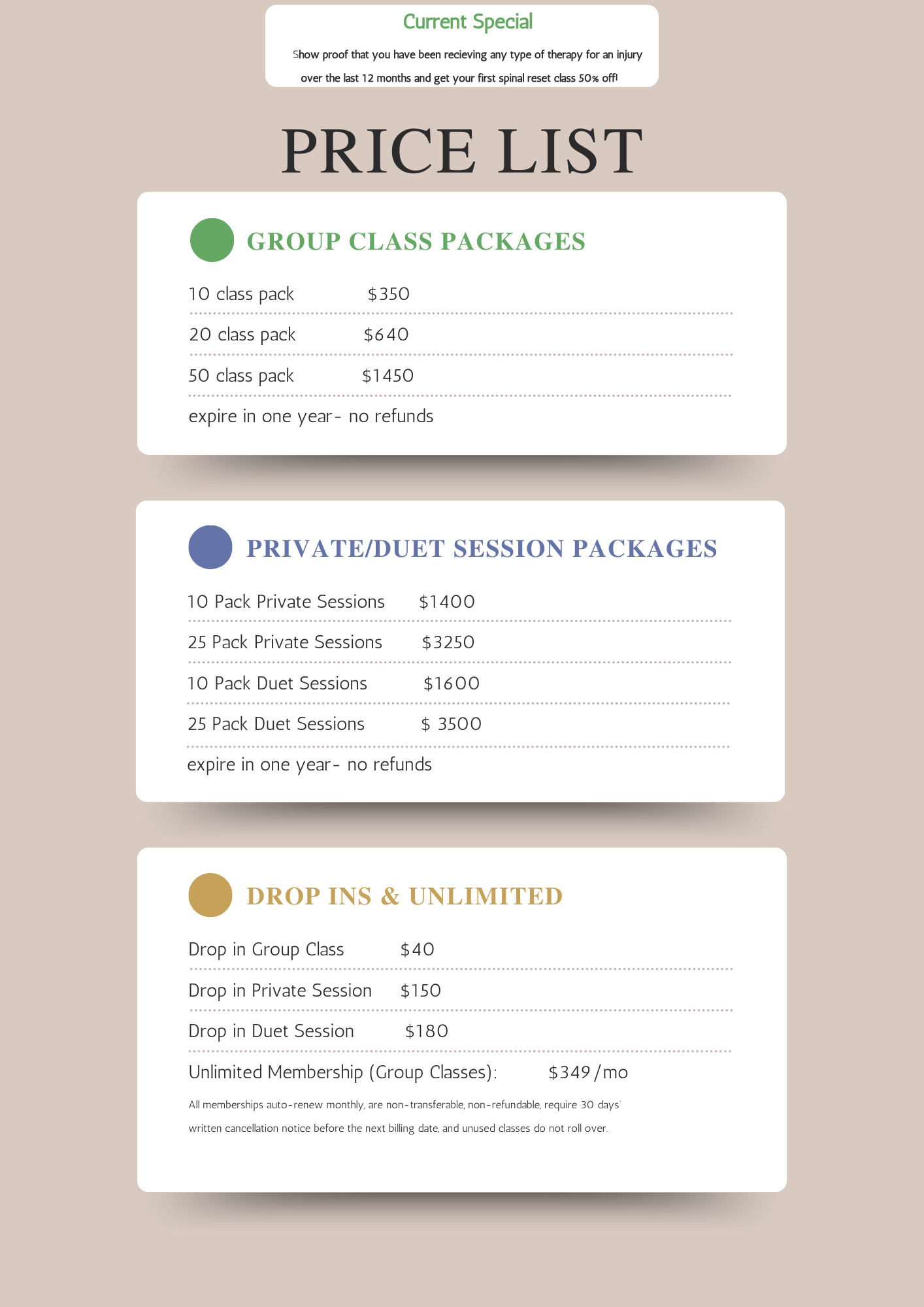 Beige Aesthetic Minimalist Bundling Packages Price List A4