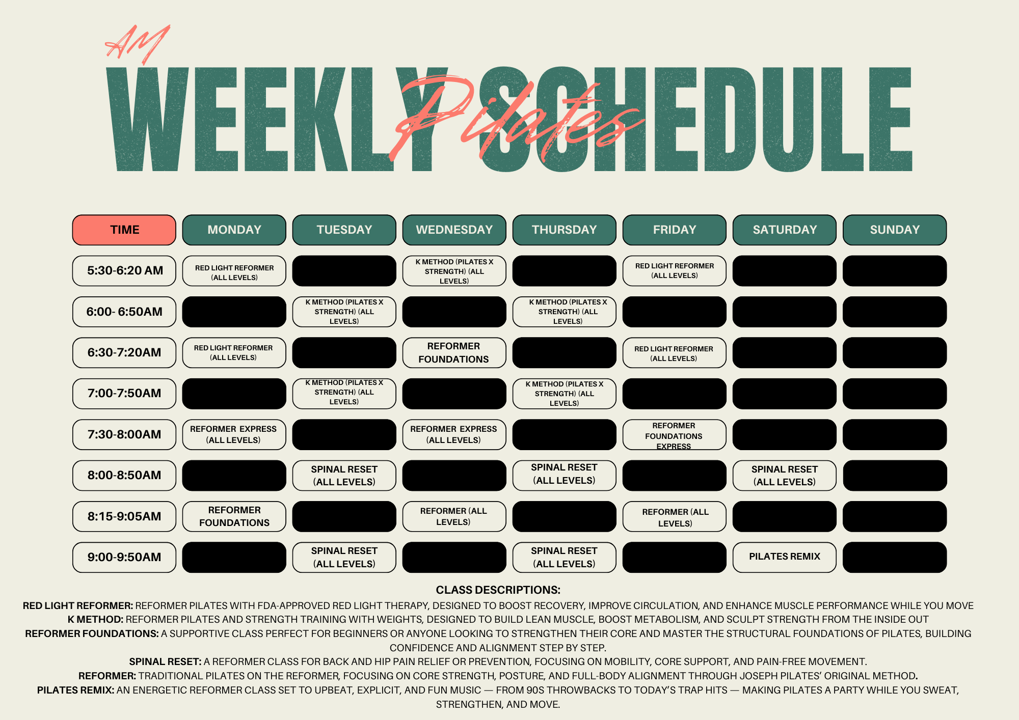 Modern Weekly Fitness Schedule Planner