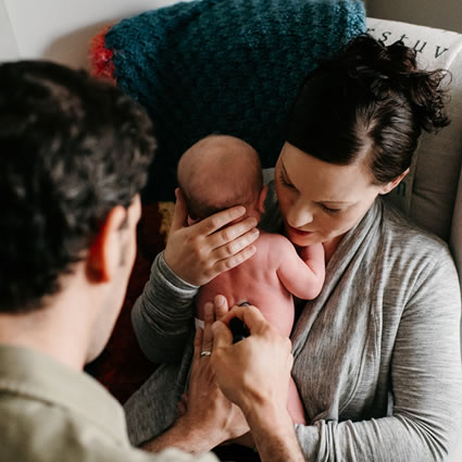 Mom holding baby