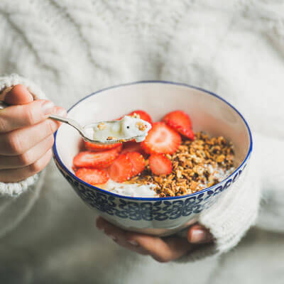 bowl of granola and fruit