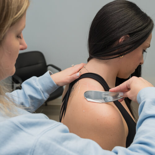 Patient treated with soft tissue therapy