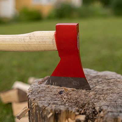 axe in a wood stump