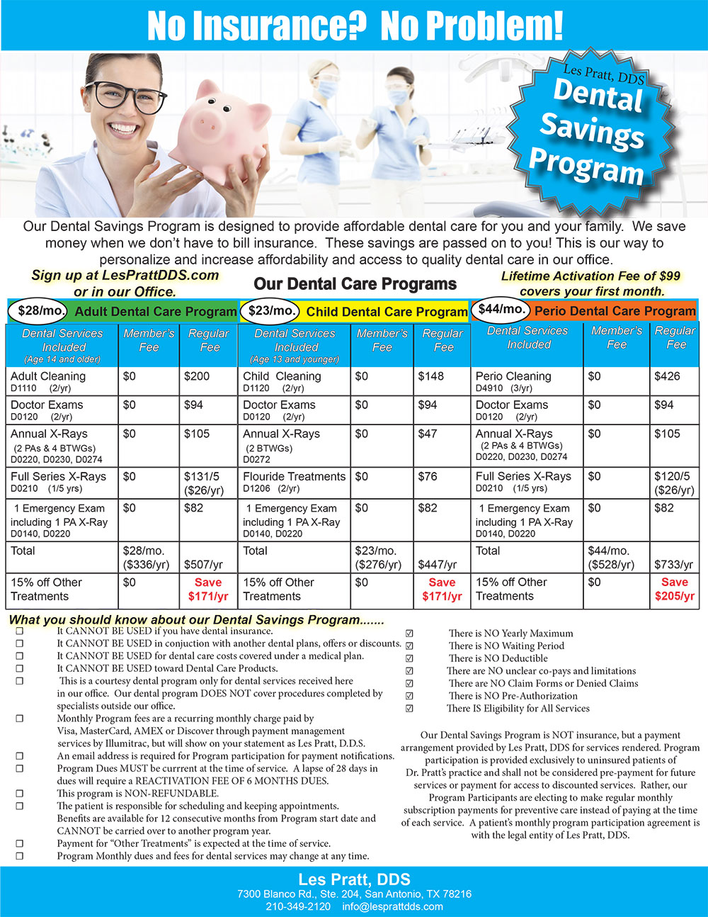 Dental savings plan flyer
