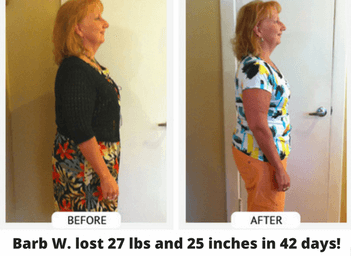 barb weight loss 27-lbs and 25-inches in 42-days