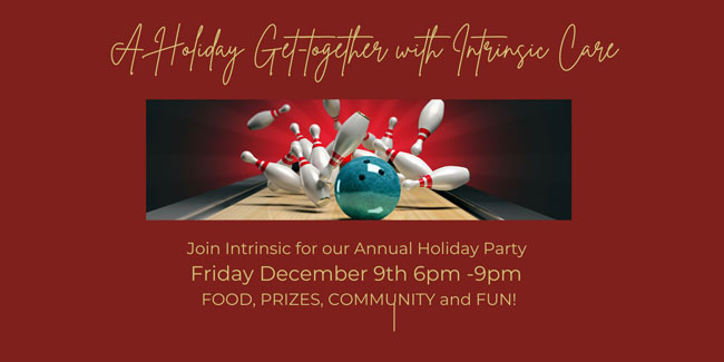 Holiday Party invite with bowling pins