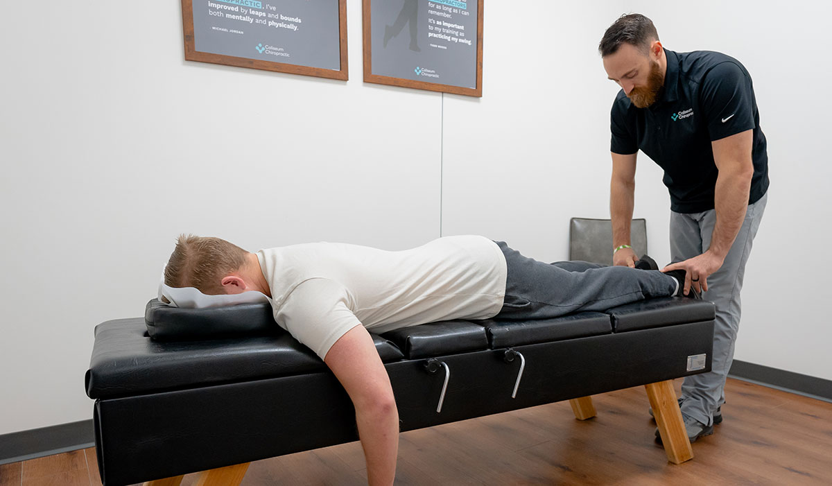 Man on adjusting table