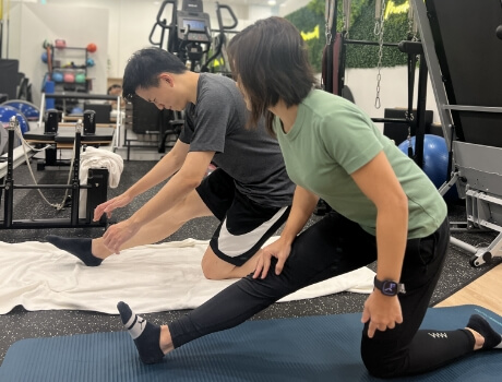 two patients stretching