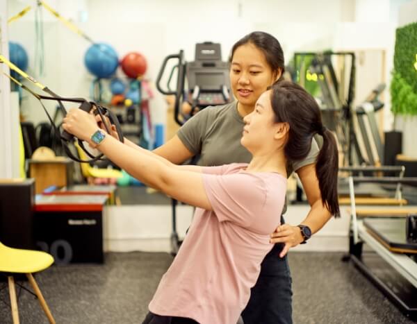 patient doing workout session