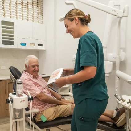 Marileze talking with Shenton Park Village Dental patient