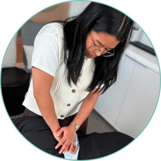 Dr. Comely checking child client