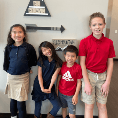 Children taking a picture