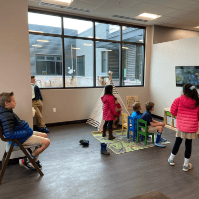 Kids watching a show