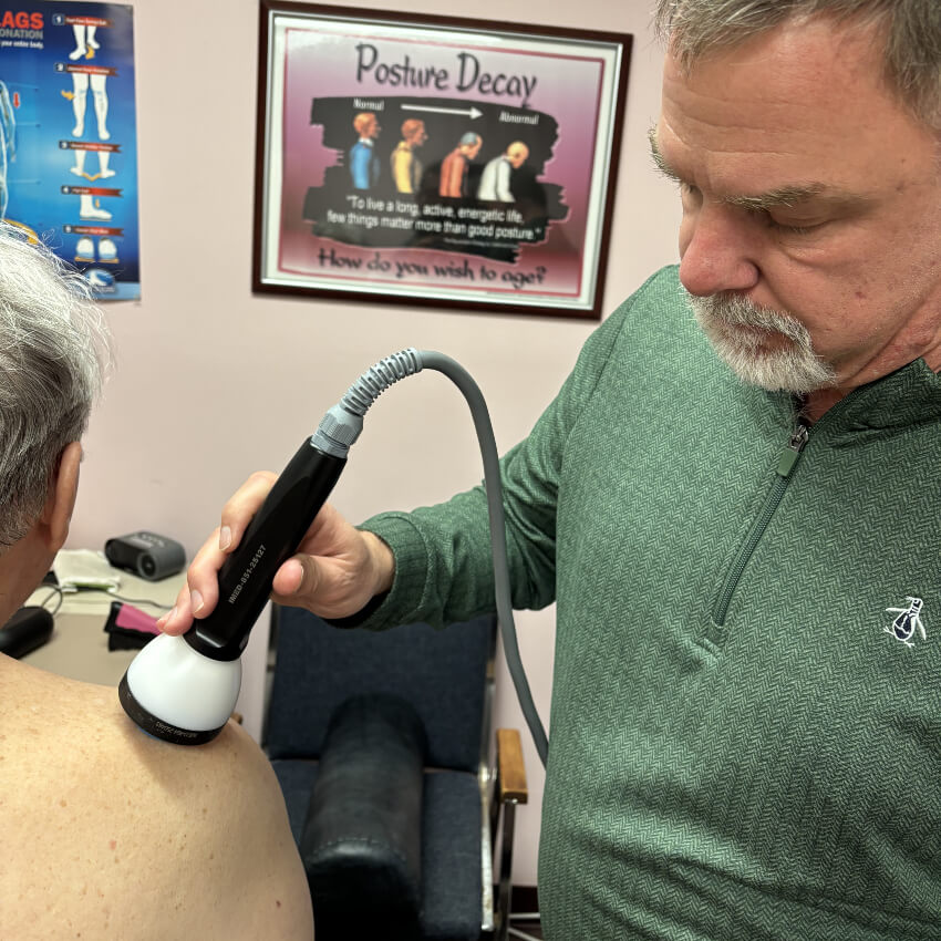 stemwave treatment on patients shoulder