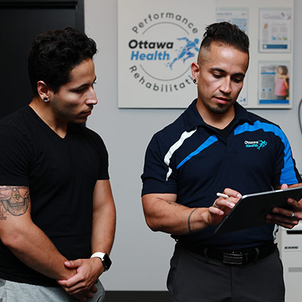 practitioner reviewing results with patient