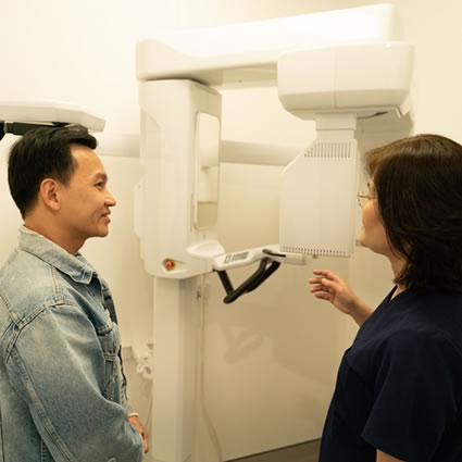 male client in x-ray room