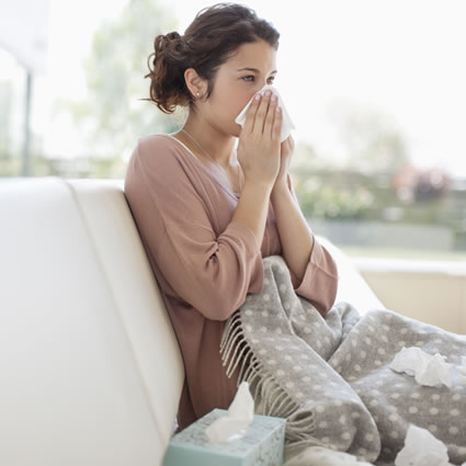 young woman with flu