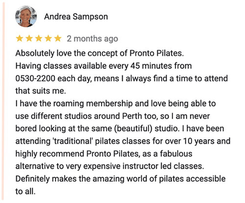 pronto pilates 5 star review