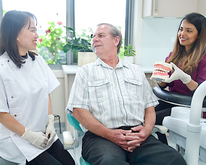 Patient looking at dentist