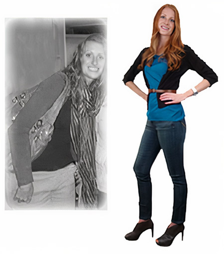 Kristy's before and after weight loss photos.