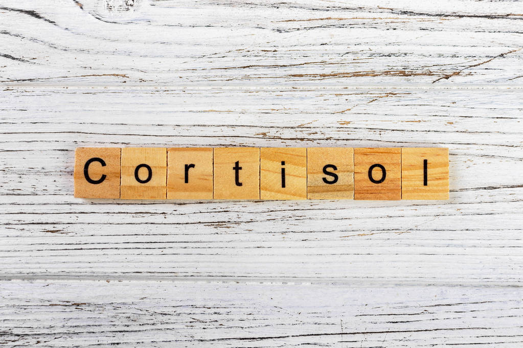 CORTISOL word made with wooden blocks concept