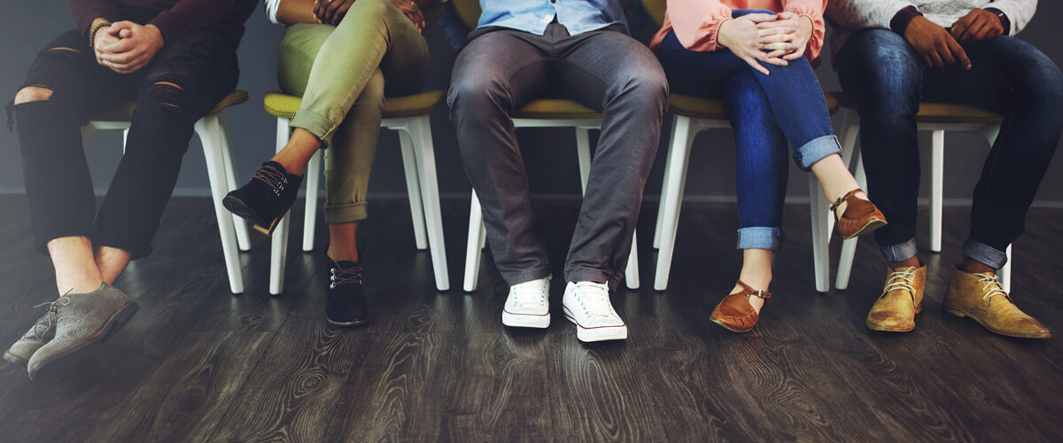 feet in a waiting room