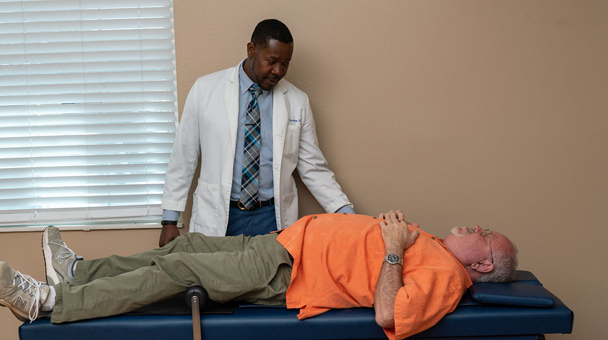 Man on adjusting table