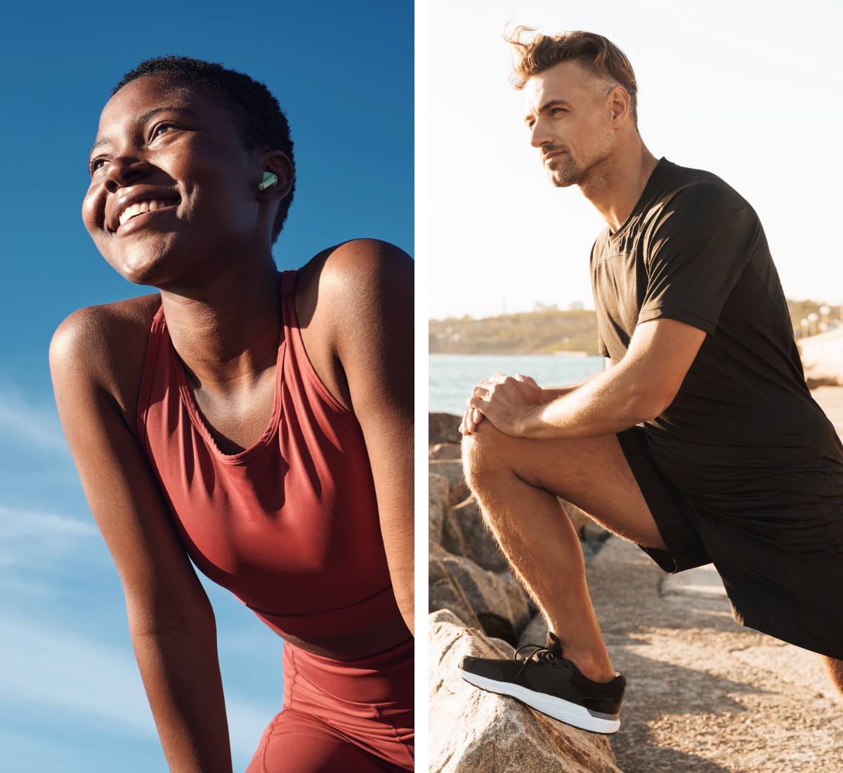 Photo collage featuring smiling male and female
