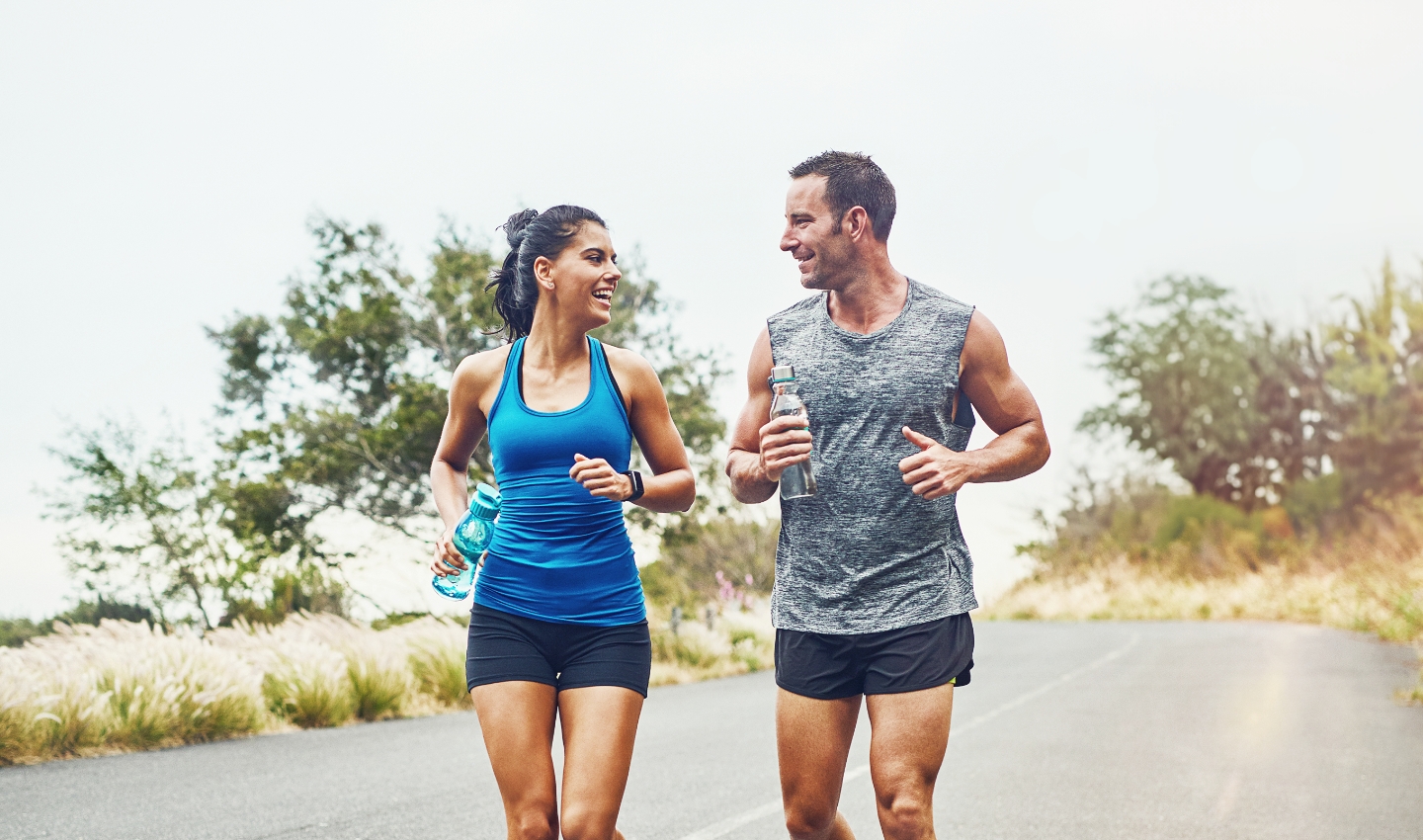 Man and woman jogging