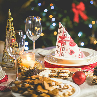 table of delicious Christmas food