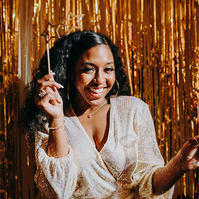 person smiling during new years celebration