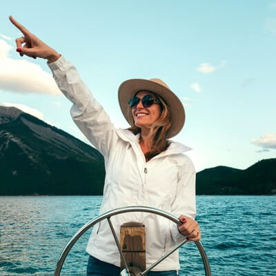 woman pointing on boat