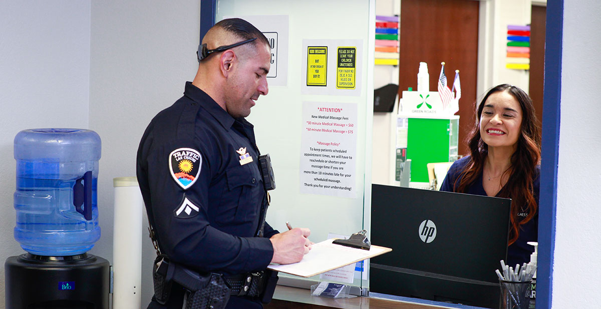 Officer filling out paperwork