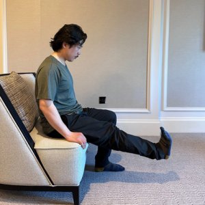 stretching foot towards body