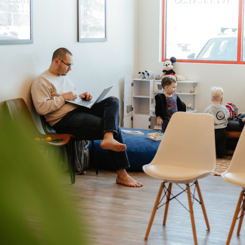 family in waiting room