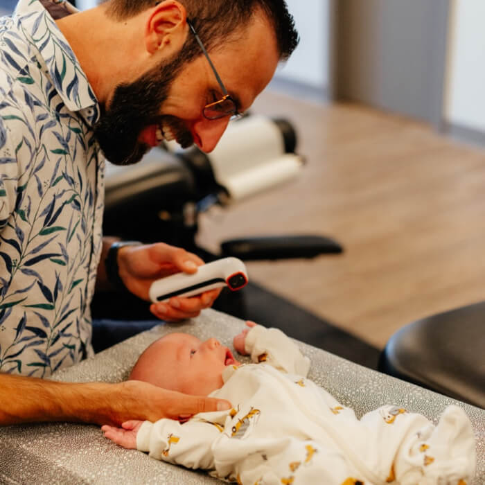 smiling at child