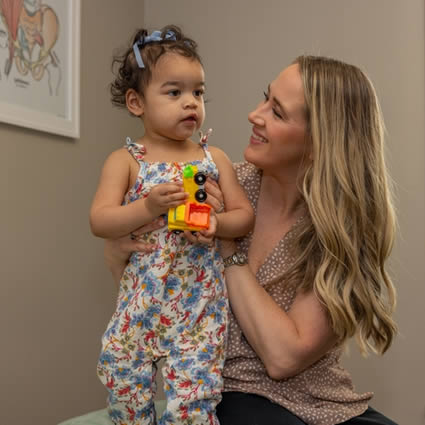 Doctor talking to child