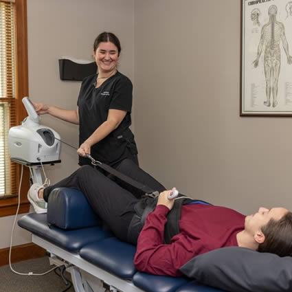 Patient getting spinal decompression