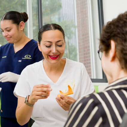 Showing patient implant model