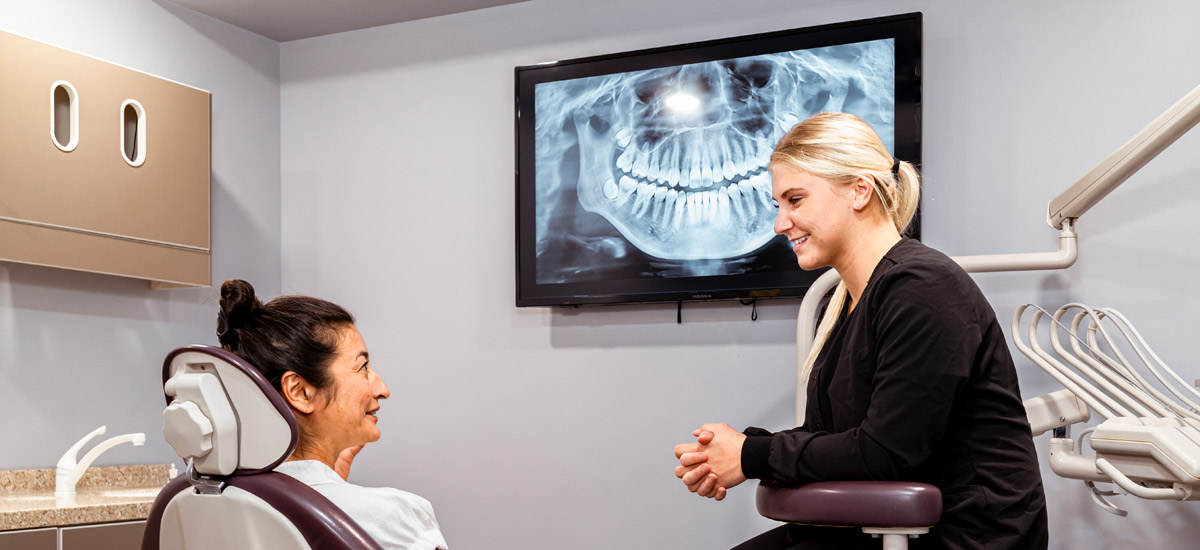 blonde staff with female patient