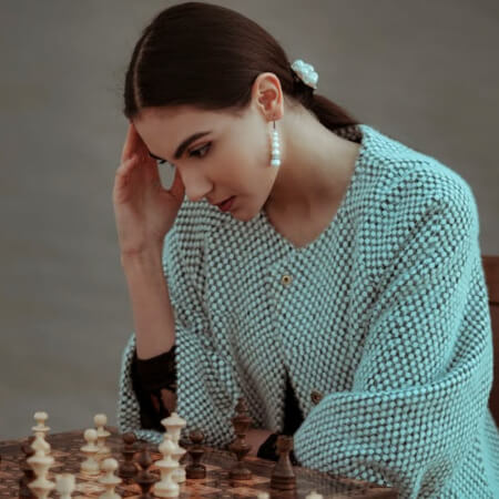 Woman playing chess