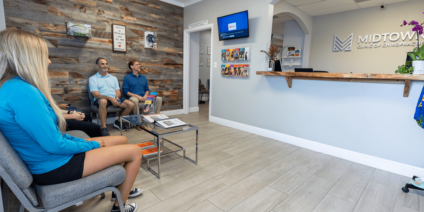 Patients sitting in the reception area