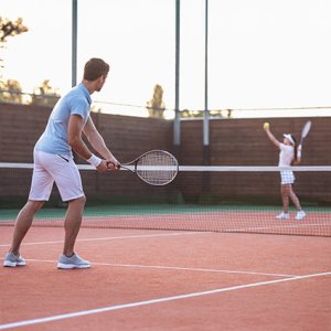 playing tennis