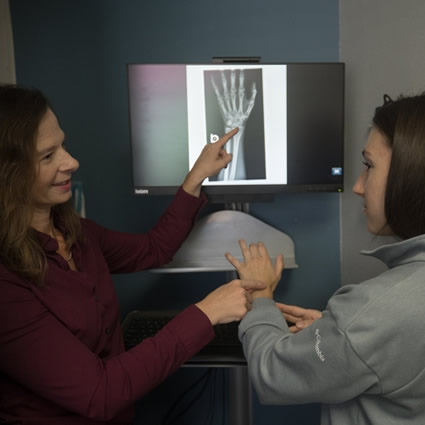 Checking x-rays with patient