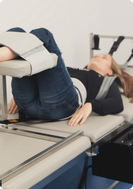 Patient on decompression table